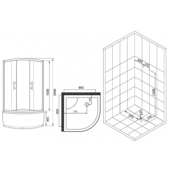 Душевой уголок Esbano ESR-8020 90x90 ESUGR8020 профиль Хром стекло рифленое