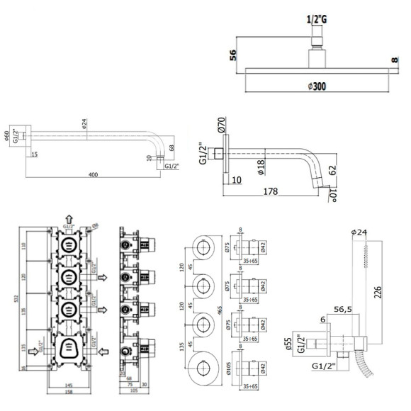 Душевая система Paffoni Modular Box KITMB019NO045KING с термостатом Черная матовая Душевая система Paffoni Modular Box KITMB019NO045KING с термостатом Черная матовая