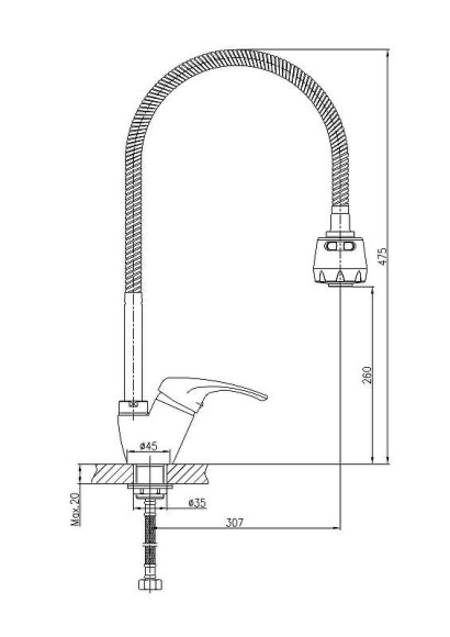 Смеситель для кухни Haiba HB4313 Хром