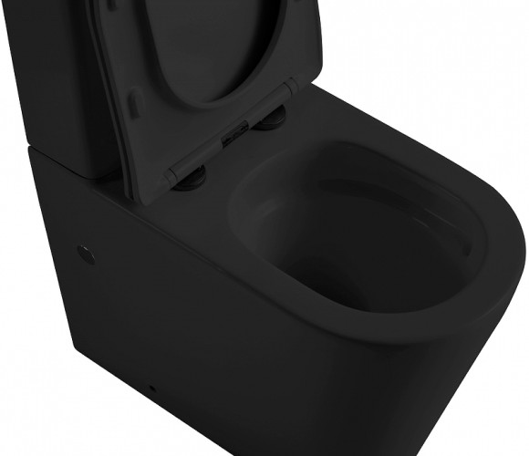 Унитаз компакт Abber Bequem AC1112TMB Черный матовый с бачком и сиденьем Микролифт Унитаз компакт Abber Bequem AC1112TMB Черный матовый с бачком и сиденьем Микролифт