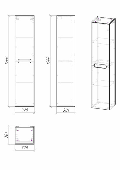 Шкаф пенал Grossman Адель 32 303201 подвесной Белый