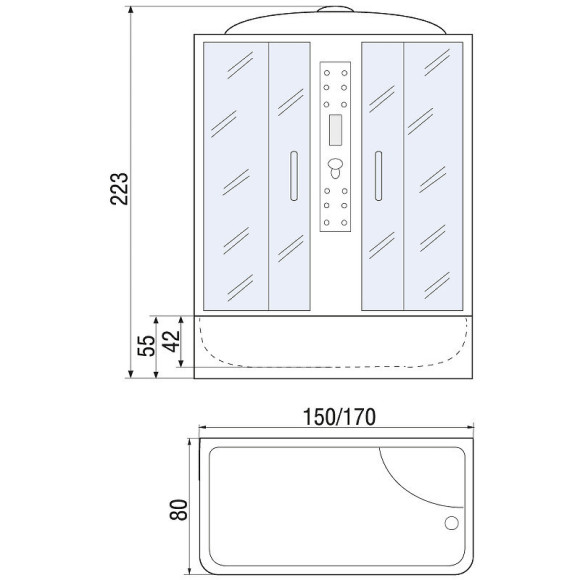 Душевой бокс River Wisla 170x80 ТН 10000002110 с поддоном Душевой бокс River Wisla 170x80 ТН 10000002110 с поддоном
