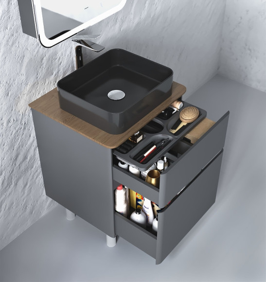 Тумба под раковину Raval Morelle 60 Mrl.01.60/N/A-T/RL Антрацит Трюфель