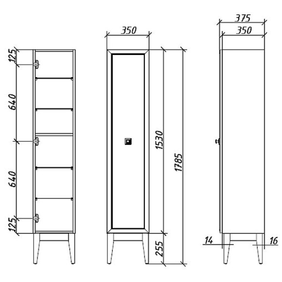 Шкаф пенал Caprigo Metropol 35 13750.25R-021.GLD.00.05/071.20 Белый матовый