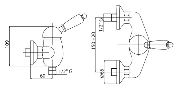 Смеситель для душа Cezares Vintage VINTAGE-DM-03/24-Sw Золото 24 карата