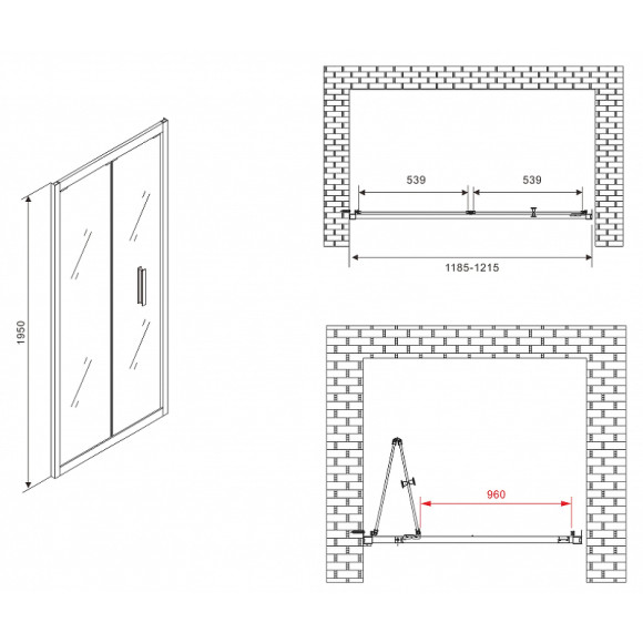 Душевая дверь Abber Sonnenstrand 120 AG07120B профиль Черный стекло прозрачное Душевая дверь Abber Sonnenstrand 120 AG07120B профиль Черный стекло прозрачное