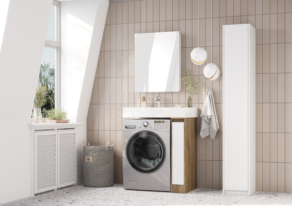 Зеркальный шкаф Aquaton Лондри 60 1A278502LH010 Белый глянцевый