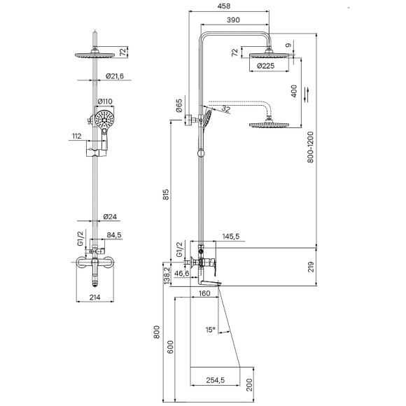 Душевая система Iddis Ray RAYSB3Fi06 Хром