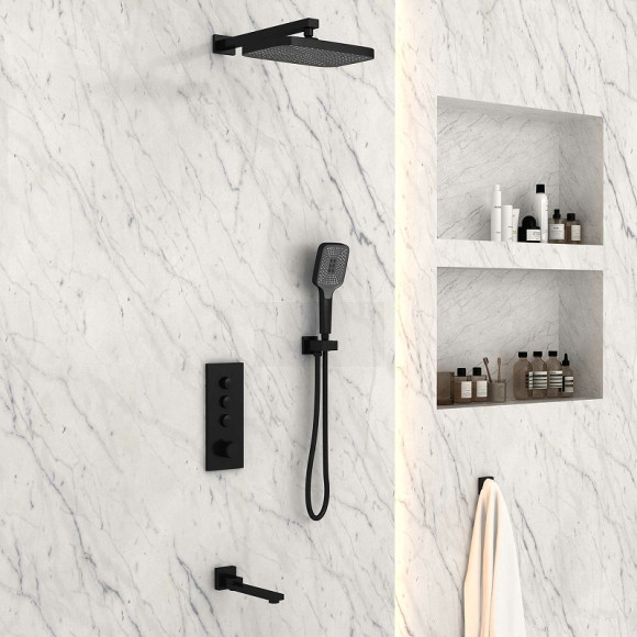 Душевая система Vincea VSFW-433T1MB с термостатом Черная матовая Душевая система Vincea VSFW-433T1MB с термостатом Черная матовая