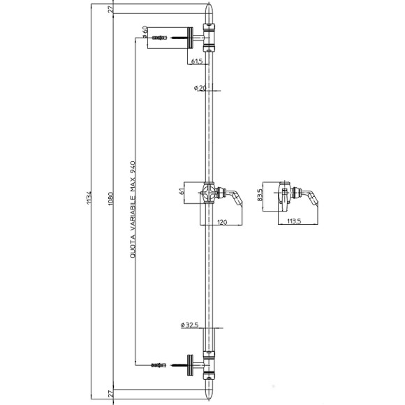Душевая штанга Bossini Liberty D19000.030 Хром Душевая штанга Bossini Liberty D19000.030 Хром