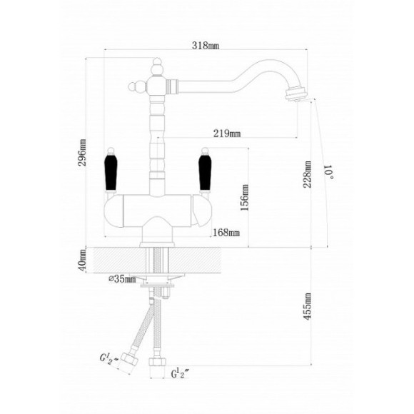 Смеситель для кухни Florentina Ария 333.23H.2113.720 Графит Смеситель для кухни Florentina Ария 333.23H.2113.720 Графит