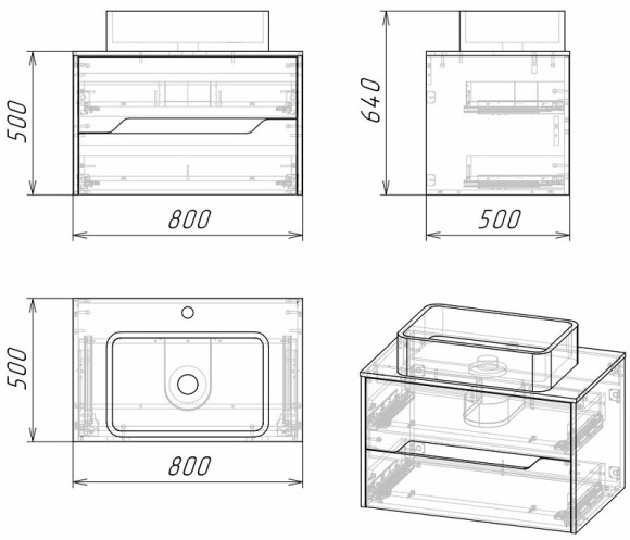 Тумба под раковину Grossman Лайф 80 108015 подвесная Винтажное дерево темное Графит