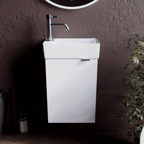 Тумба под раковину Sancos Mini 37 L MN35WL подвесная Белый глянец Тумба под раковину Sancos Mini 37 L MN35WL подвесная Белый глянец