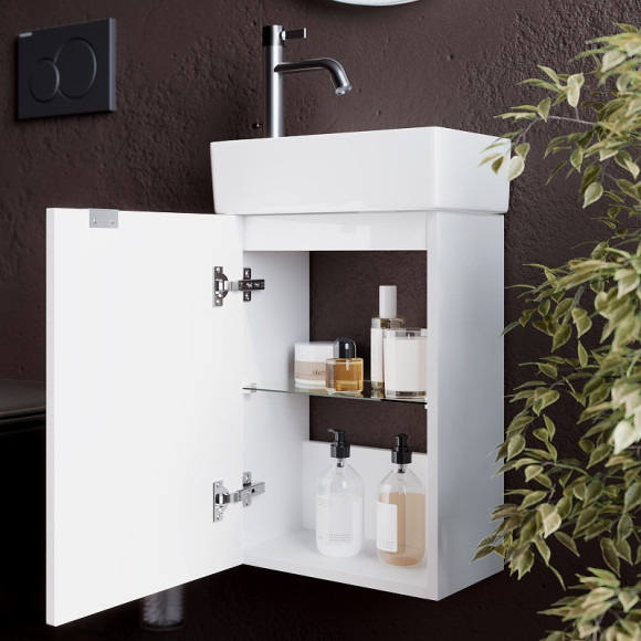 Тумба под раковину Sancos Mini 37 L MN35WL подвесная Белый глянец Тумба под раковину Sancos Mini 37 L MN35WL подвесная Белый глянец