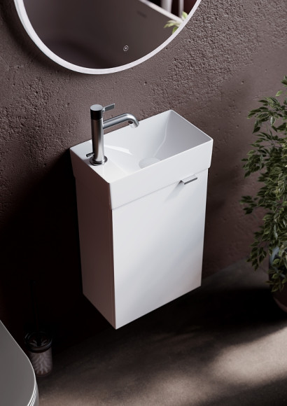 Тумба под раковину Sancos Mini 37 L MN35WL подвесная Белый глянец Тумба под раковину Sancos Mini 37 L MN35WL подвесная Белый глянец