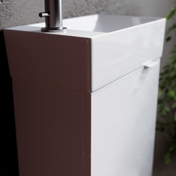 Тумба под раковину Sancos Mini 37 L MN35WL подвесная Белый глянец Тумба под раковину Sancos Mini 37 L MN35WL подвесная Белый глянец