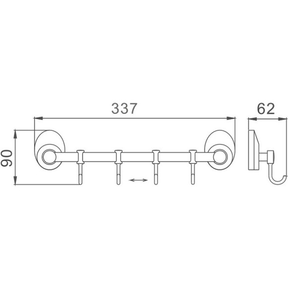 Вешалка для полотенец Haiba HB1615-4 Хром Вешалка для полотенец Haiba HB1615-4 Хром