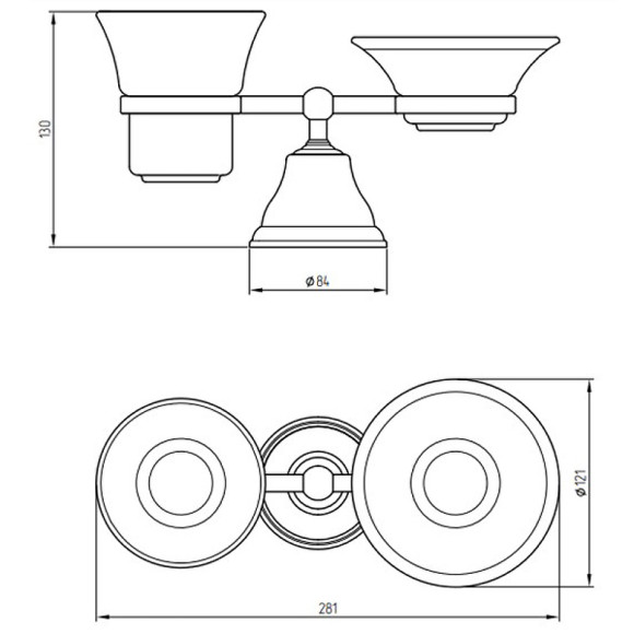 Стакан для зубных щеток с мыльницей Migliore Provance 17677 Хром Белый