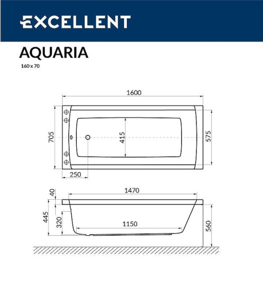 Акриловая ванна Excellent Aquaria 160x70 WAEX.AQU16.RELAX.BR с гидромассажем