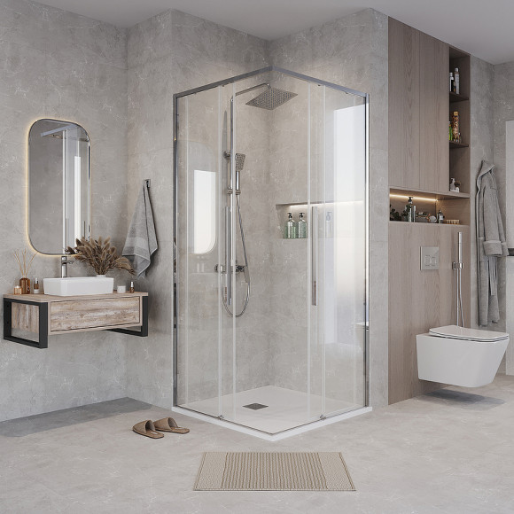 Душевой уголок Grossman Galaxy 90х90 300.K33.01.9090.10.00 профиль Хром стекло прозрачное