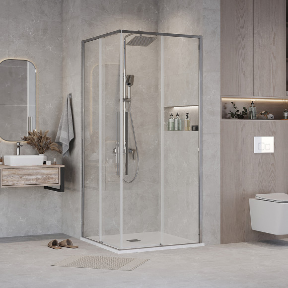 Душевой уголок Grossman Galaxy 90х90 300.K33.01.9090.10.00 профиль Хром стекло прозрачное