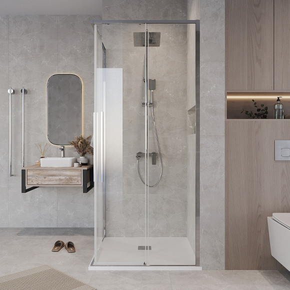 Душевой уголок Grossman Galaxy 90х90 300.K33.01.9090.10.00 профиль Хром стекло прозрачное