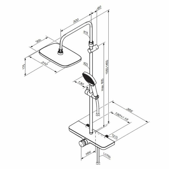 Душевая система Damixa Merkur 940730000 Хром Душевая система Damixa Merkur 940730000 Хром