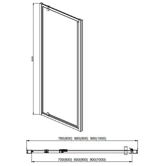 Душевая дверь Aquatek 100 AQ ARI PI 10020BL профиль Черный стекло прозрачное