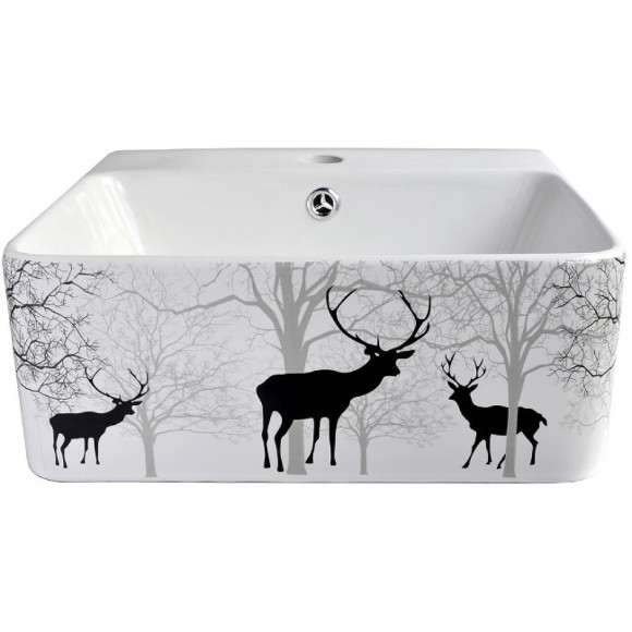 Раковина-чаша Bronze de Luxe 42 1060BD Белый глянец с серо-черным рисунком Раковина-чаша Bronze de Luxe 42 1060BD Белый глянец с серо-черным рисунком