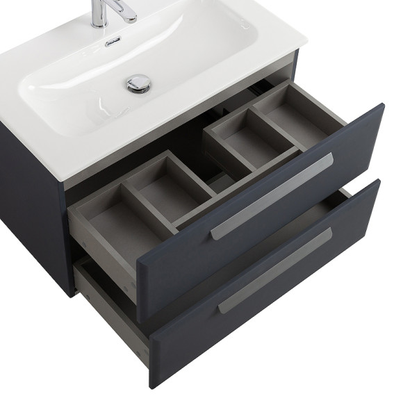 Тумба под раковину Cezares Eco-Cer-N 80 ECO-CER-N-800-2C-SO-GR-P подвесная Grafito без ручек