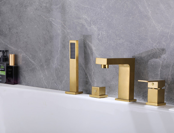 Смеситель на борт ванны Abber Daheim AF8213G Золото матовое Смеситель на борт ванны Abber Daheim AF8213G Золото матовое