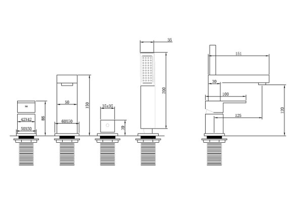 Смеситель на борт ванны Abber Daheim AF8213G Золото матовое Смеситель на борт ванны Abber Daheim AF8213G Золото матовое