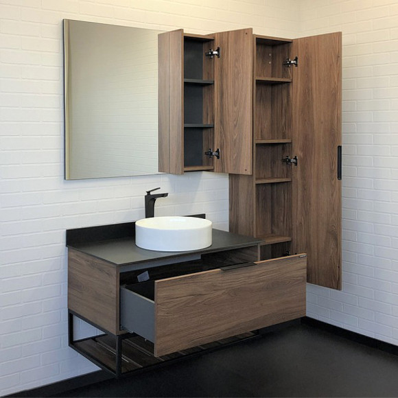 Тумба с раковиной Comforty Порто 90 00-00008927 подвесная Дуб темно-коричневый Тумба с раковиной Comforty Порто 90 00-00008927 подвесная Дуб темно-коричневый