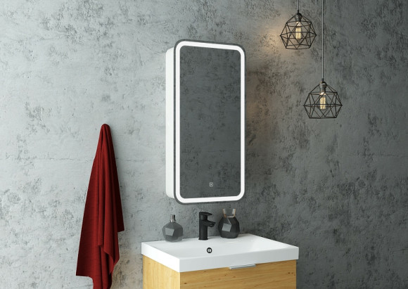 Зеркальный шкаф Континент Elliott LED 40 R МВК057 с подсветкой Белый Зеркальный шкаф Континент Elliott LED 40 R МВК057 с подсветкой Белый