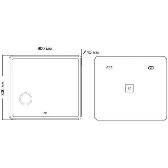 Зеркало Grossman Leo 90 169080 с подсветкой с сенсорным выключателем с подогревом Зеркало Grossman Leo 90 169080 с подсветкой с сенсорным выключателем с подогревом