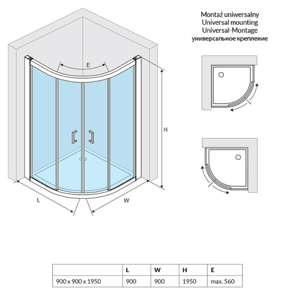 Душевой уголок Excellent 600 90х90 KAAC.1901.900.LP профиль Хром стекло прозрачное Душевой уголок Excellent 600 90х90 KAAC.1901.900.LP профиль Хром стекло прозрачное
