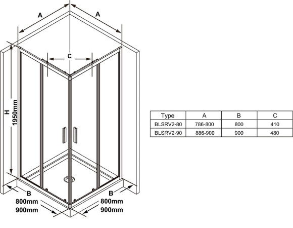 Душевой уголок Ravak Blix Slim BLSRV2-90 90x90 X1LM70C00Z1 профиль Хром стекло Transparent Душевой уголок Ravak Blix Slim BLSRV2-90 90x90 X1LM70C00Z1 профиль Хром стекло Transparent