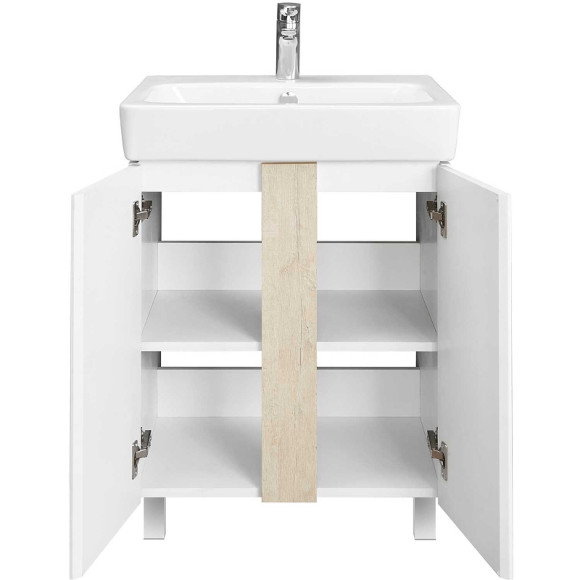 Тумба под раковину Aquaton Кантри 60 1A257401AHB20 Белая глянцевая Дуб верона