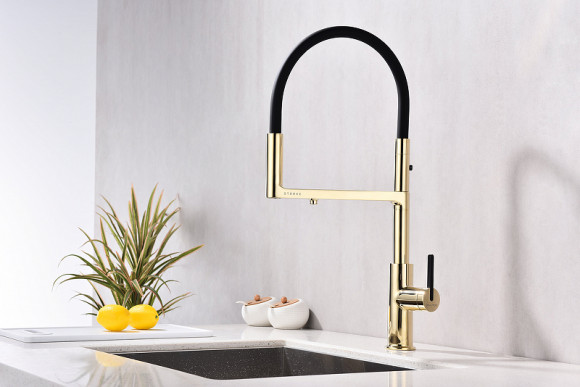 Смеситель для кухни Paulmark Tornado To213402-G Золото