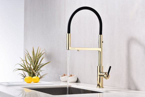 Смеситель для кухни Paulmark Tornado To213402-G Золото