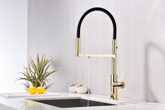 Смеситель для кухни Paulmark Tornado To213402-G Золото