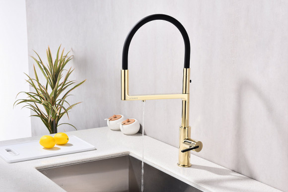 Смеситель для кухни Paulmark Tornado To213402-G Золото