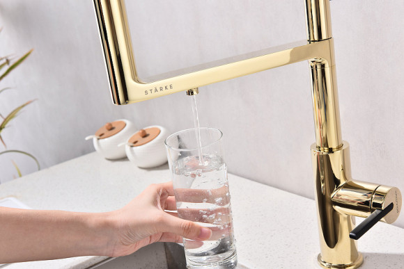 Смеситель для кухни Paulmark Tornado To213402-G Золото