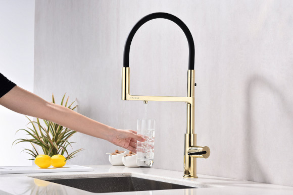 Смеситель для кухни Paulmark Tornado To213402-G Золото