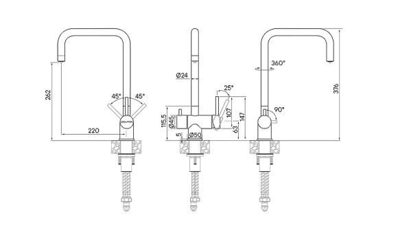 Смеситель для кухни Paulmark Wetter We213030-BG Брашированное золото