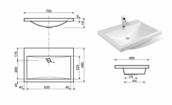 Тумба с раковиной Эстет Monaco 70 ФР-00002265 Белая