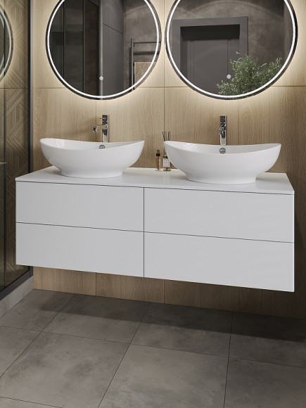 Тумба под раковину Orange Otto Ot-130TuMDF подвесная Белый глянцевый