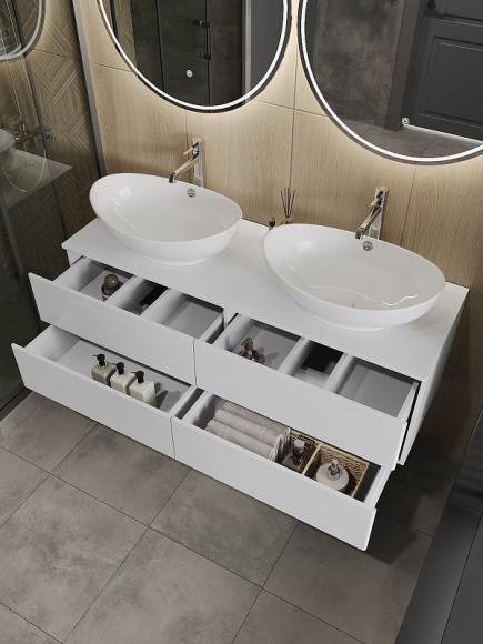 Тумба под раковину Orange Otto Ot-130TuMDF подвесная Белый глянцевый