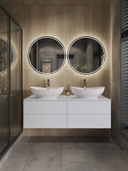 Тумба под раковину Orange Otto Ot-130TuMDF подвесная Белый глянцевый