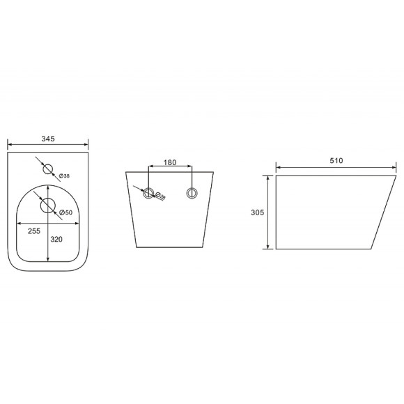 Биде Abber Rechteck AC1250 подвесное Белое